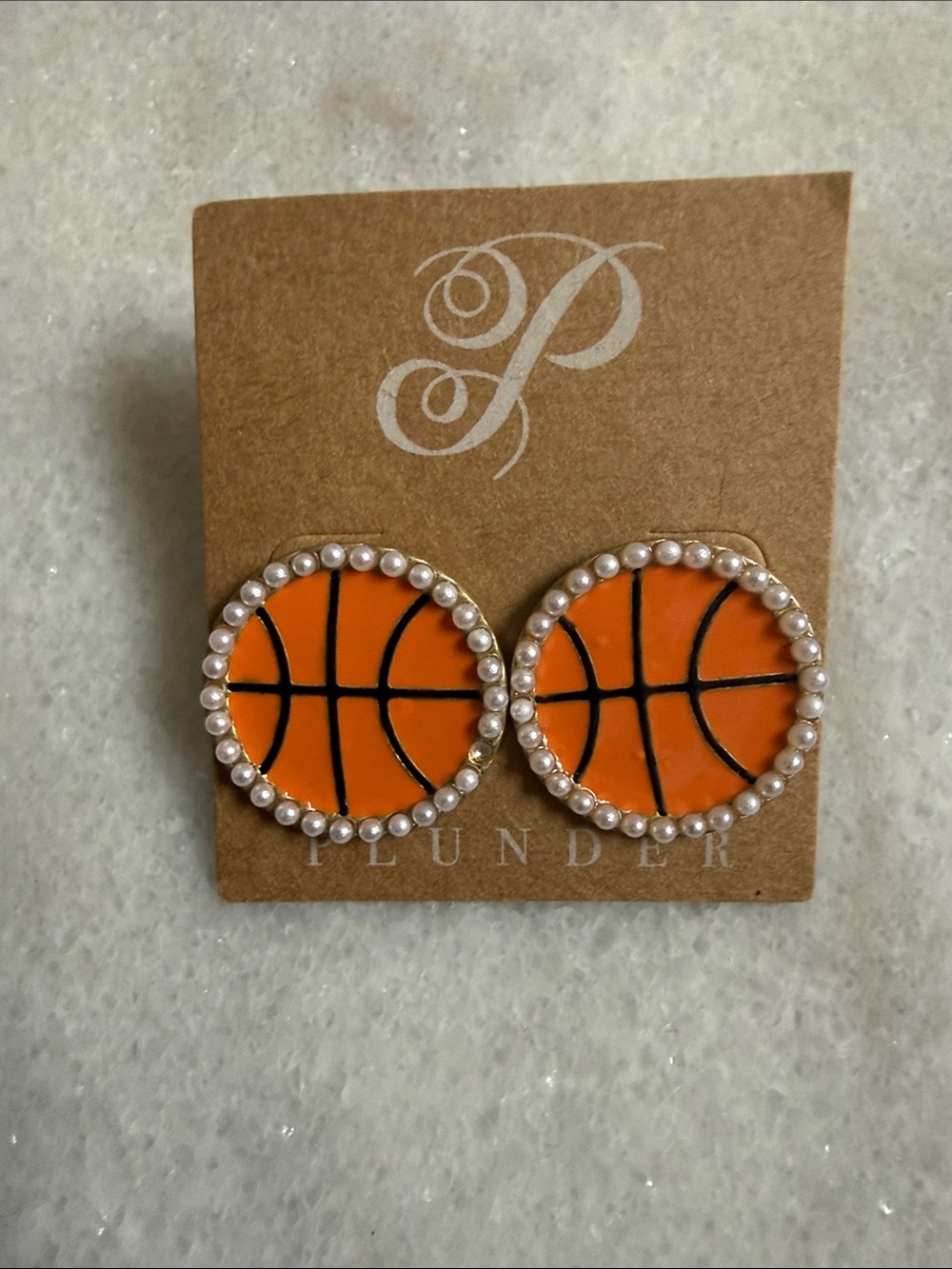 Plunder woman’s metal basketball orange earrings size medium